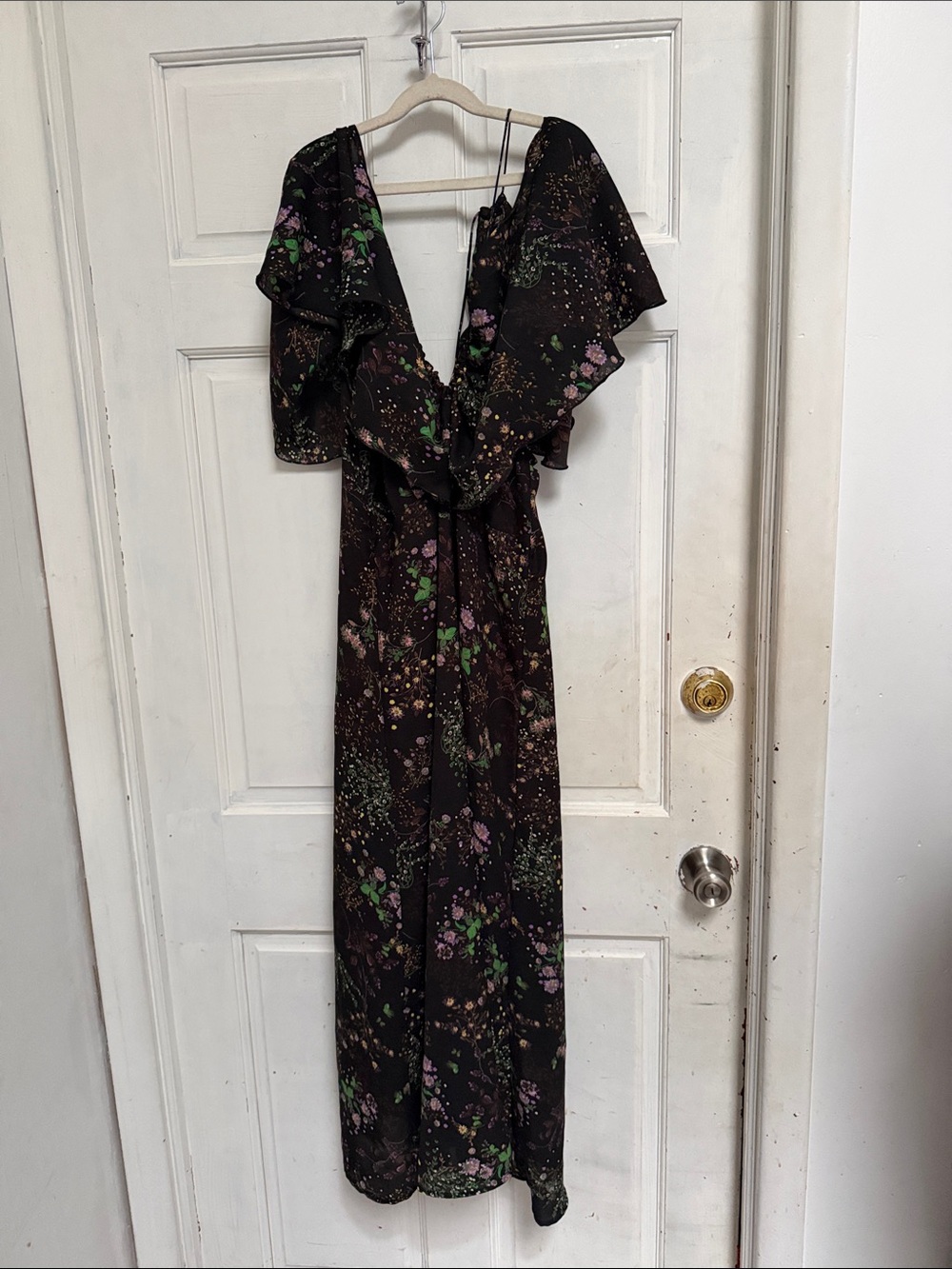 NWT Walter Baker Black Floral Off the Shoulder Maxi Dress